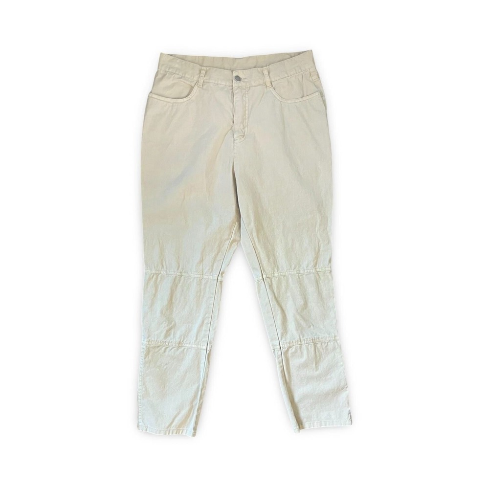 Soft Surroundings Beige Paneled Ankle Pants Side Zip Khaki Stretch PM Petite